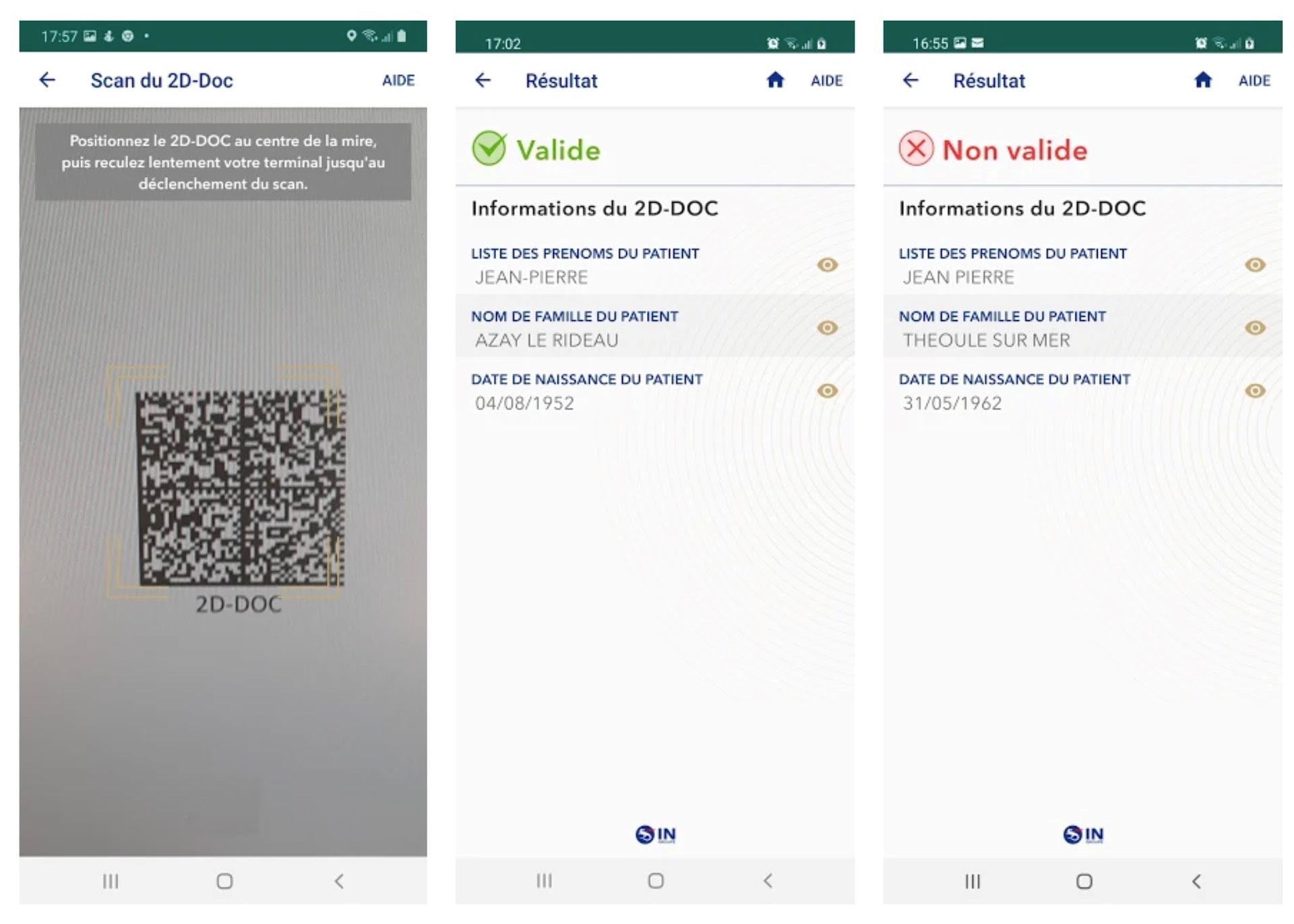 Résultat de validation du pass sanitaire dans l’application TousAntiCovid Vérif Controle du pass sanitaire par l'employeur avec l'application TousAntiCovid Verif.